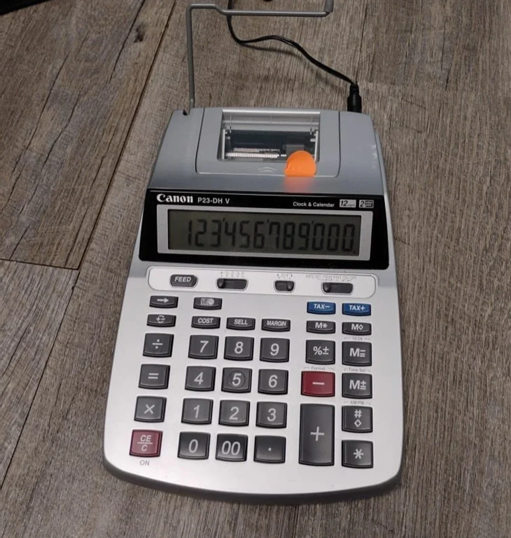 Canon P23-DH V Mini Desktop 2 Color Printing Calculator 12 Digits XL Display